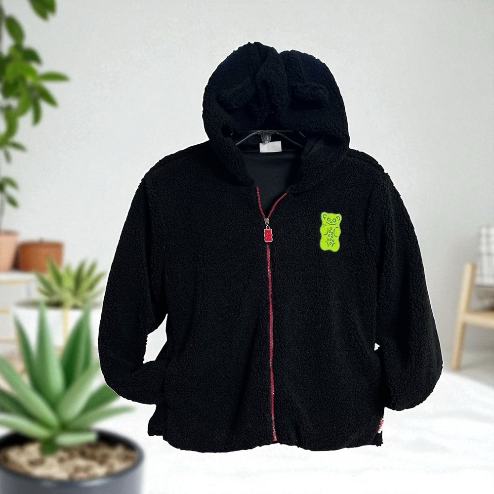 JCPenney x Haribo Hoodie Teddy Jacket Junior Size L 14 Pockets Gummy Bear Zip Up